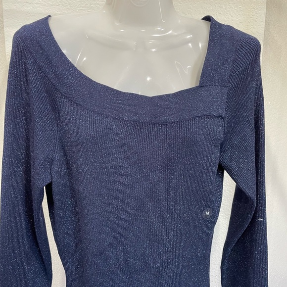 NY&C, Blue Metallic Sweater, Medium, NWT, Festive Sweater - Picture 1 of 3